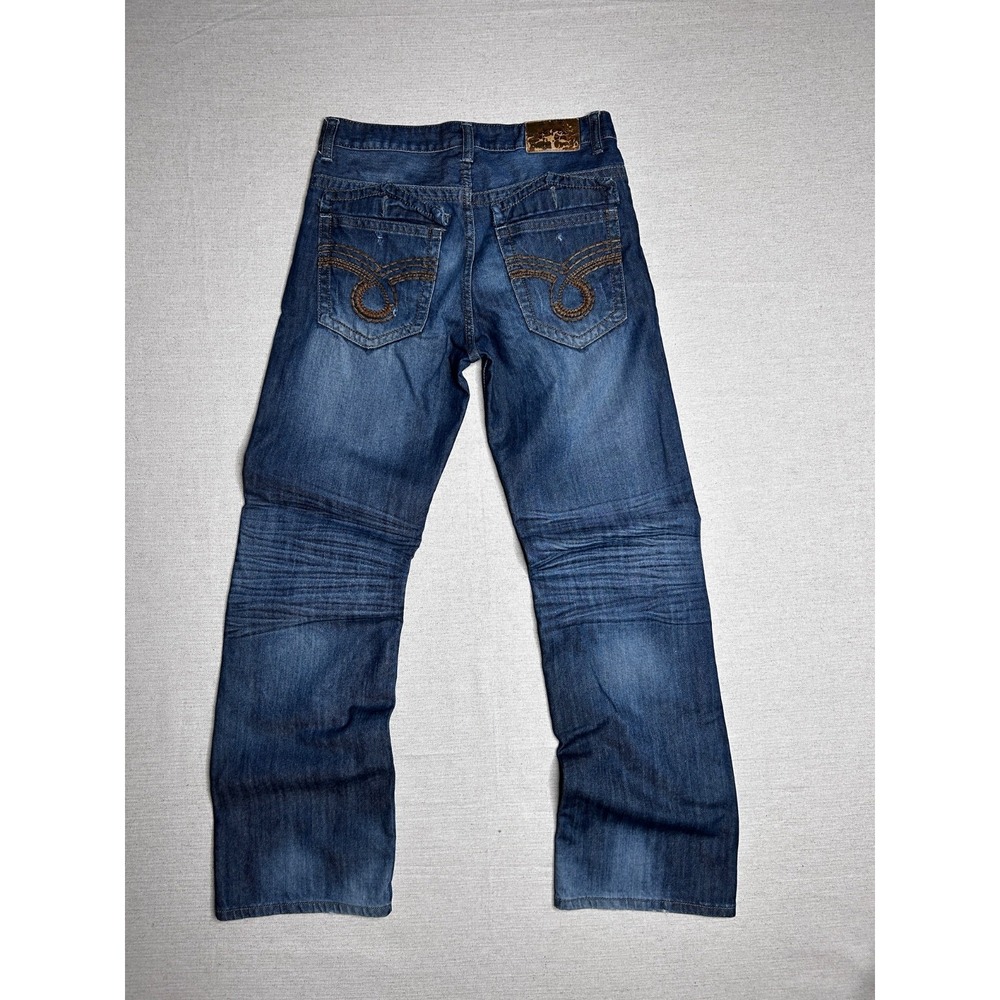 Bailey's Point BLK Boot Cut Jeans Men's 30x32 Blue Denim Embroidered Y2K - Picture 10 of 13